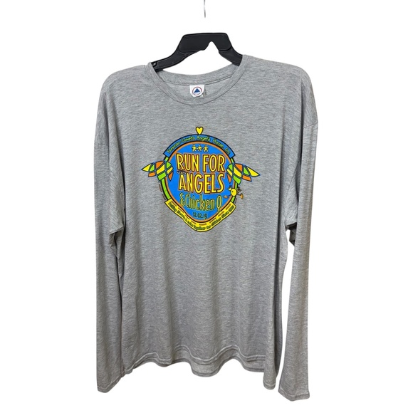 Run For Angels & Chicken Q 2/2/2019 Gray Long Sleeve Graphic Tee - Picture 8 of 12